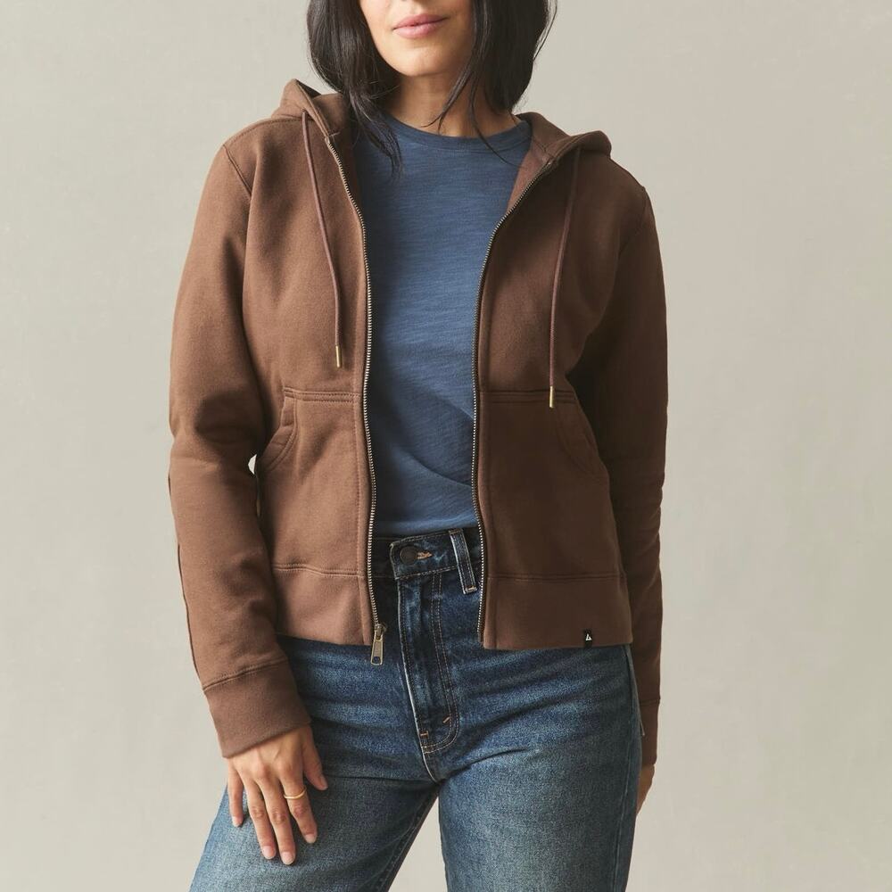 NWOT American Giant Women's Relaxed Classic Full Zip Chestnut Brown Size XS
